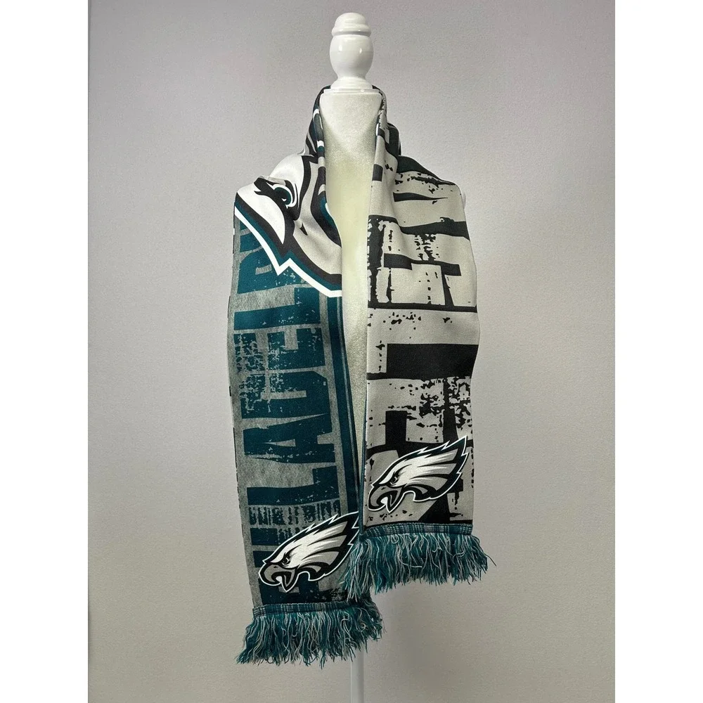 Gameday NFL Philadelphia Eagles Unisex OS‎ Green Silver Knit Fringed Fan Scarf